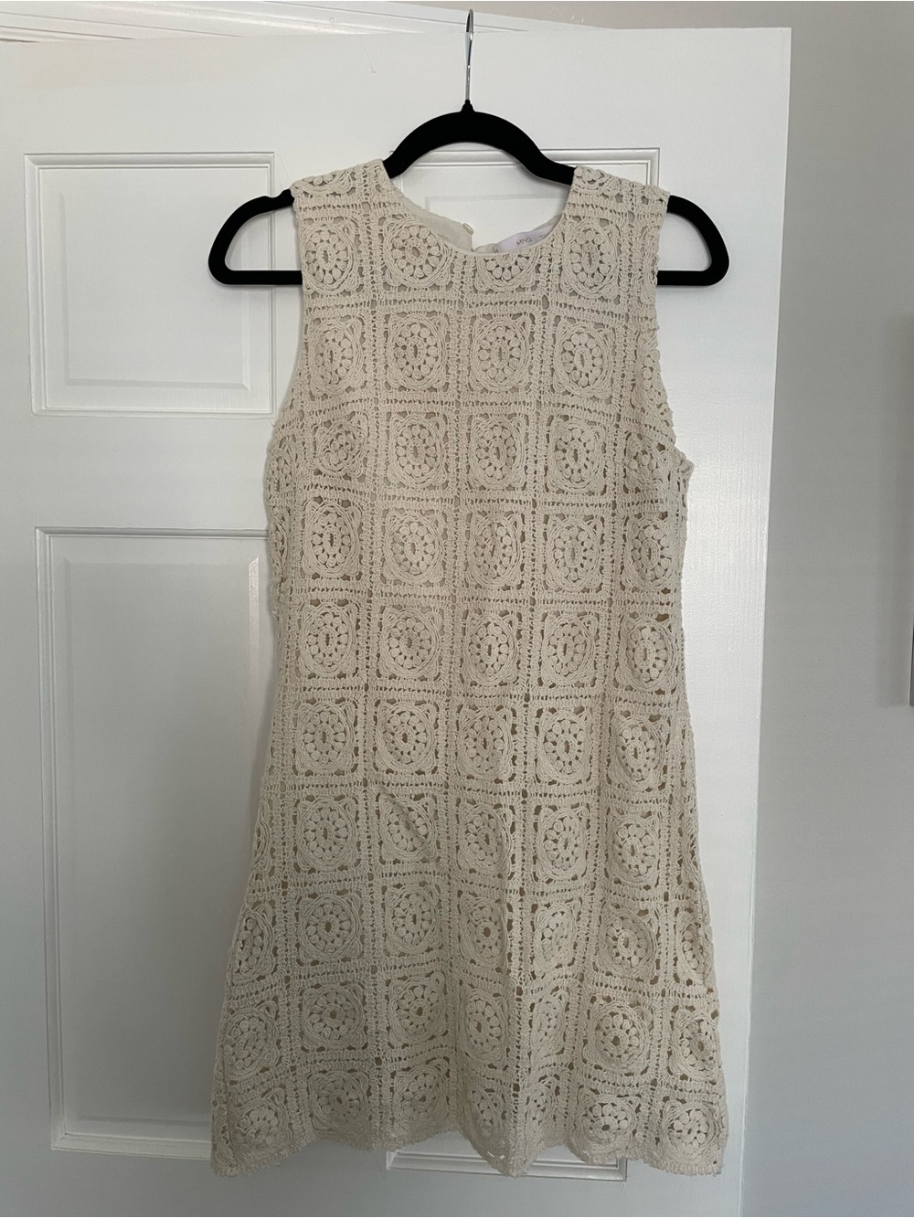 Cream Crochet Sleeveless Dress